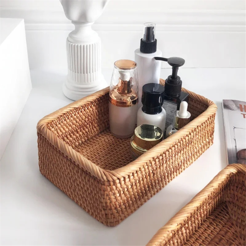 Hand-woven wicker basket Fruit, tea and bread basket for cosmetics 2