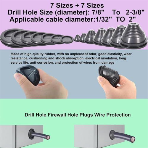 Rubber Grommets Wire Protection,Firewall Solid Closed Hole 1