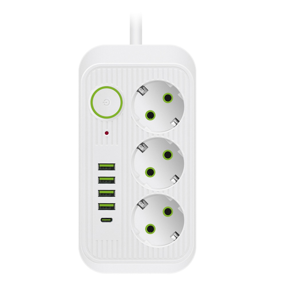 Rallonge multiprise blanche 2 m avec prise UE multi-standard
