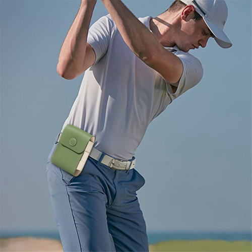 Golf Ball Bag Rangefinder Instrument Shockproof PU Leather Case Brown