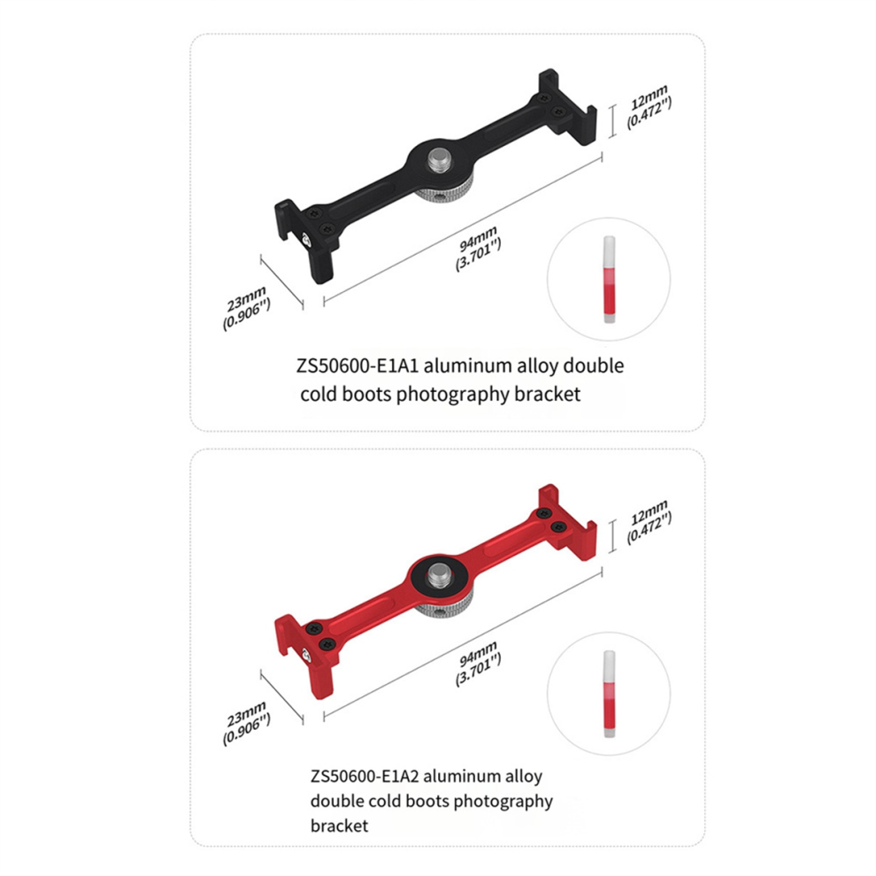 Cold Shoe Vlog Extension Bar Mount Adapter 1/4In Screw Dual Black 4852522488530