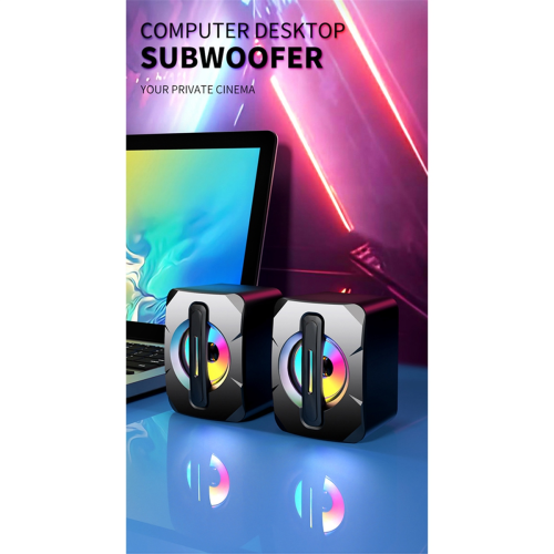 2 τεμάχια ηχείο USB subwoofer μίνι ηχείο υπολογιστή που εκπέμπει φως 2