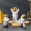 4 peças estátua de astronauta prata 6