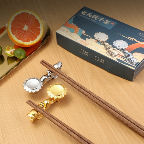 Θήκη για Chopsticks Retro Dragon Chopsticks Rack, Χρυσή & Ασημένια 4 τεμάχια 1