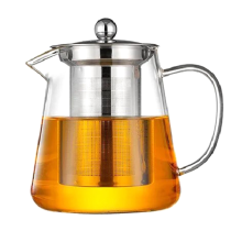 Transparent Glass Teapot, Including Stainless Steel Filter Liner
