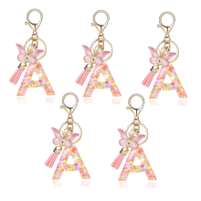 Type A Fashionable Pink Letter Keychain Butterfly Keychain