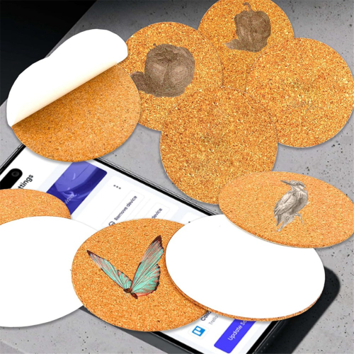 40Pack Self-Adhesive Cork Round 3.5 Inch Backing Sheets Cork Coasters 2