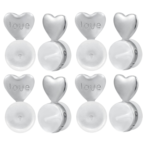 8PCS Earring Backs for -Ears,White Gold