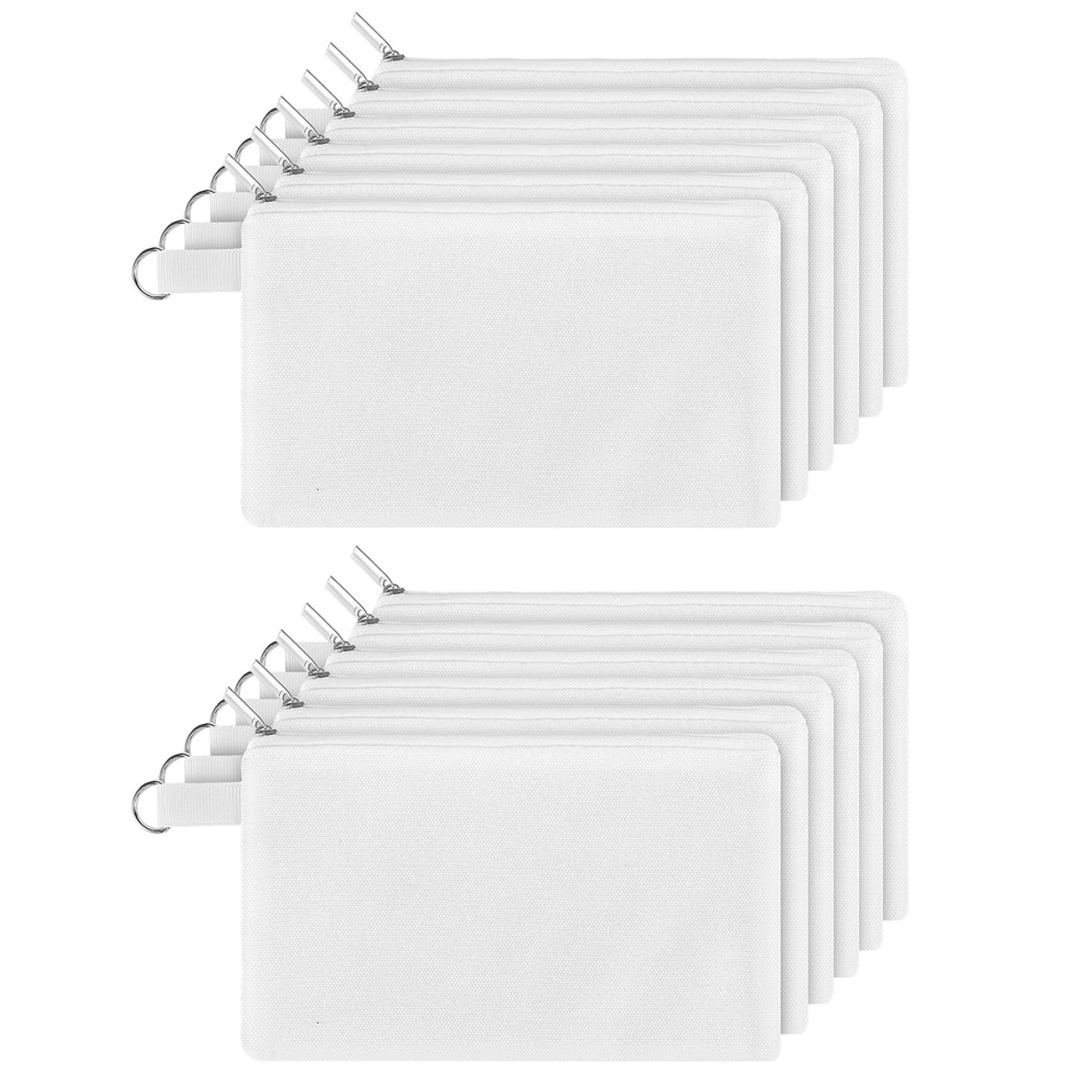 Sem Marca White Cosmetic Bags,Diy Zipper Canvas Pencil Bag For School Travel Diy