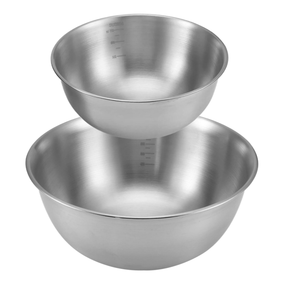 Cuencos De Acero Inoxidable Para Mezclar Huevos Con Escala-image