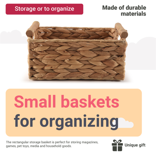 Small Wicker Baskets for Organizing Bathroom, with Wooden Handle 2
