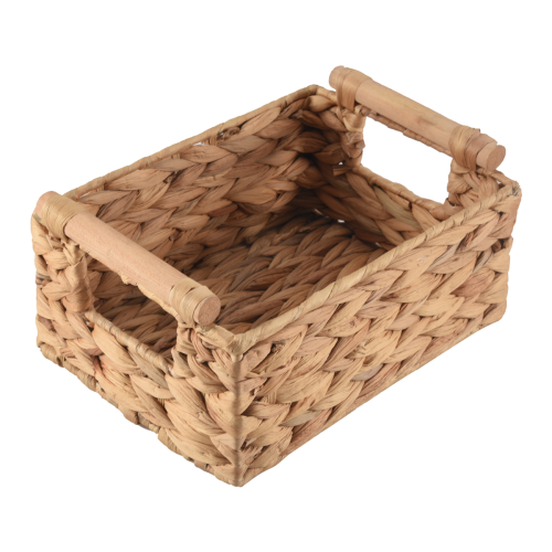Small Wicker Baskets for Organizing Bathroom, with Wooden Handle 1