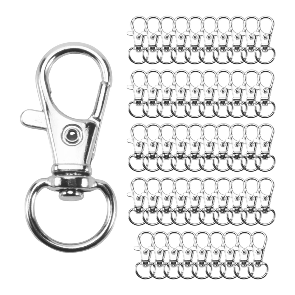 50 Pcs Swivel Clasps Lanyard Snap Hook, Lobster Claw Clasp Silver 4854041940469
