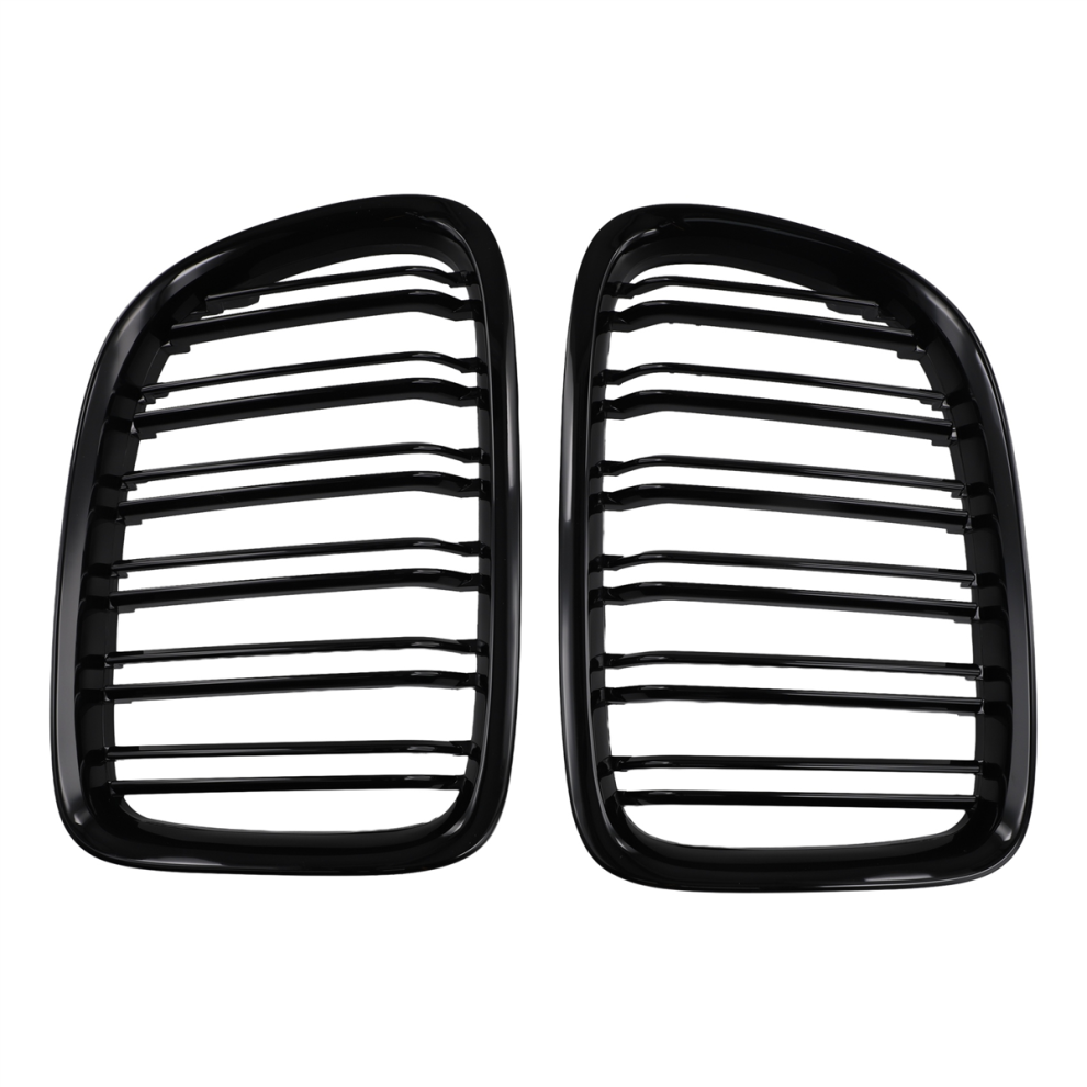 Glossy Front Bumper Dual Slat Front Kidney Grill Grille For- Black 4854041937513