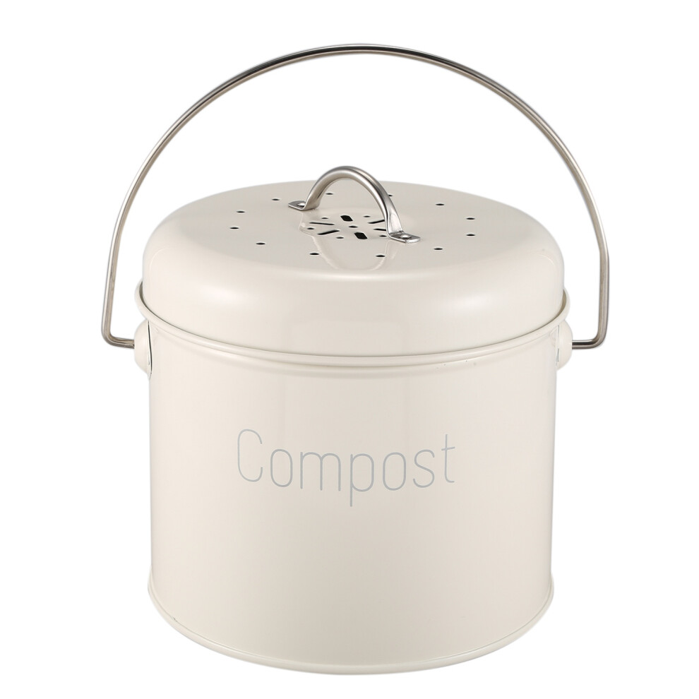 Composteur de cuisine en acier inoxydable 3 L - Composteur de cuisine pour déchets alimentaires - Filtre à charbon