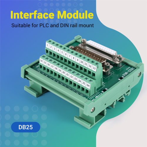 Module d'interface rail DIN DB25, connecteur mâle/femelle, carte de dérivation 2