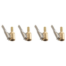 Conector de válvula de inflado de neumáticos con clip de mandril automático de 6 mm, 4 piezas, vástago de latón