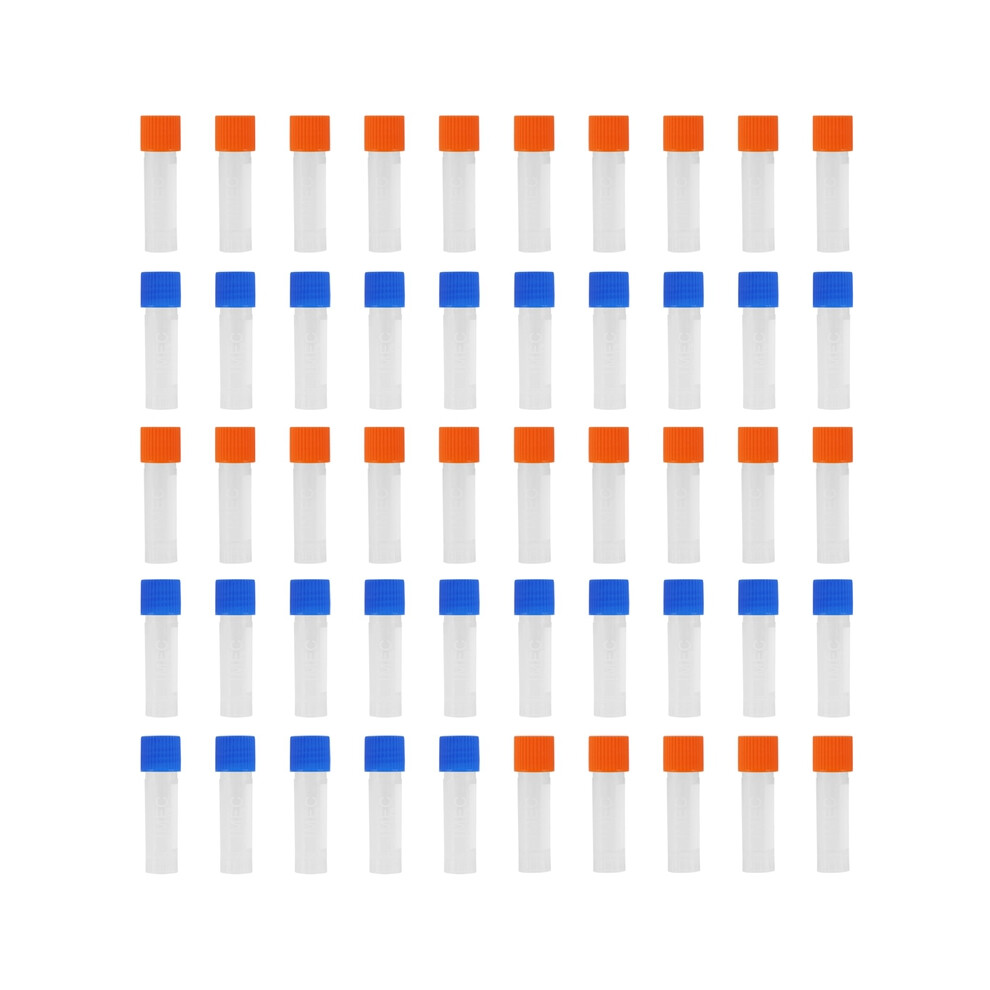 50x Plastic Graduated Cryovial Test Tube Sample Pipe With Seal Cap-image-OPC-PGZXJDC-NEW
