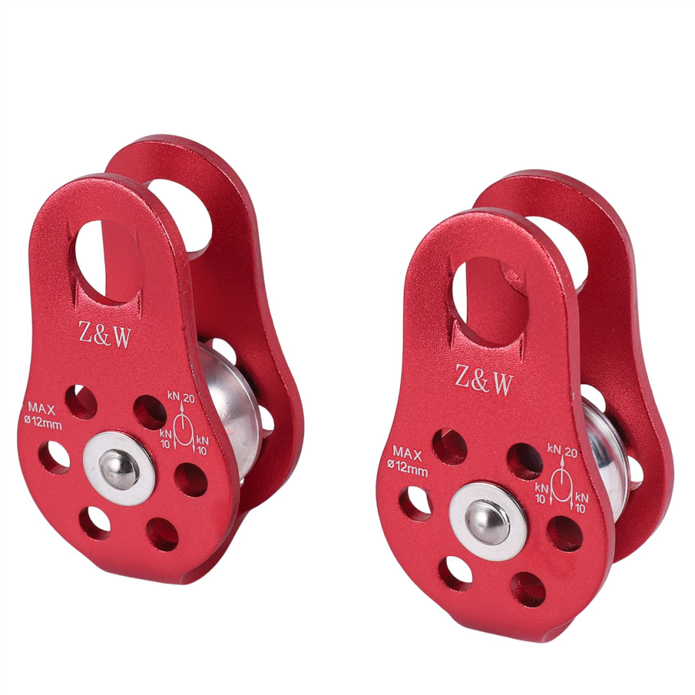 2 Pcs Rock Pulley Rope Tree Climbing Climber Arborist Fixed Pulley Red 4854041973252