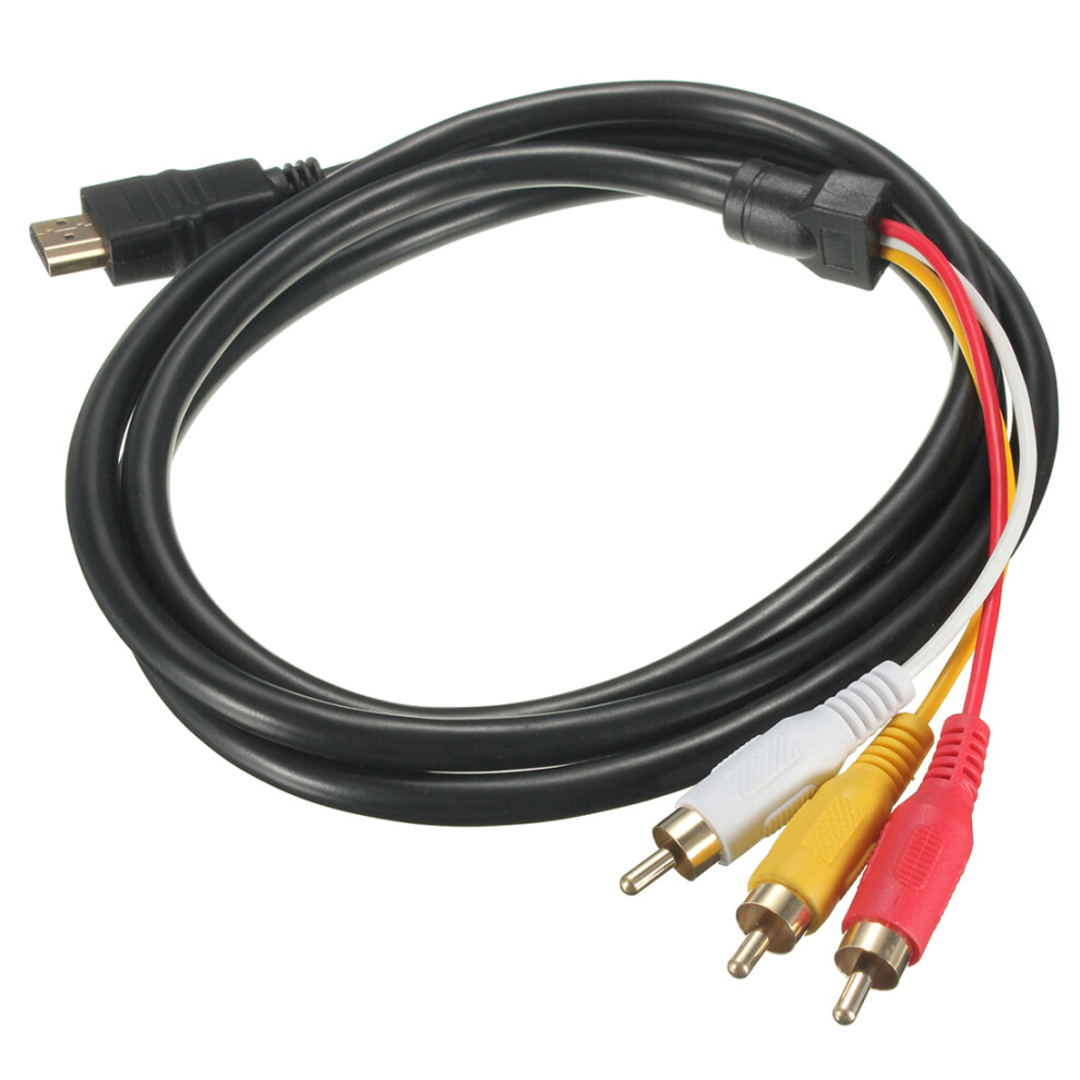 Adaptateur de câble AV mâle noir de 1,5 m vers 3 audio pour HDTV 1080P