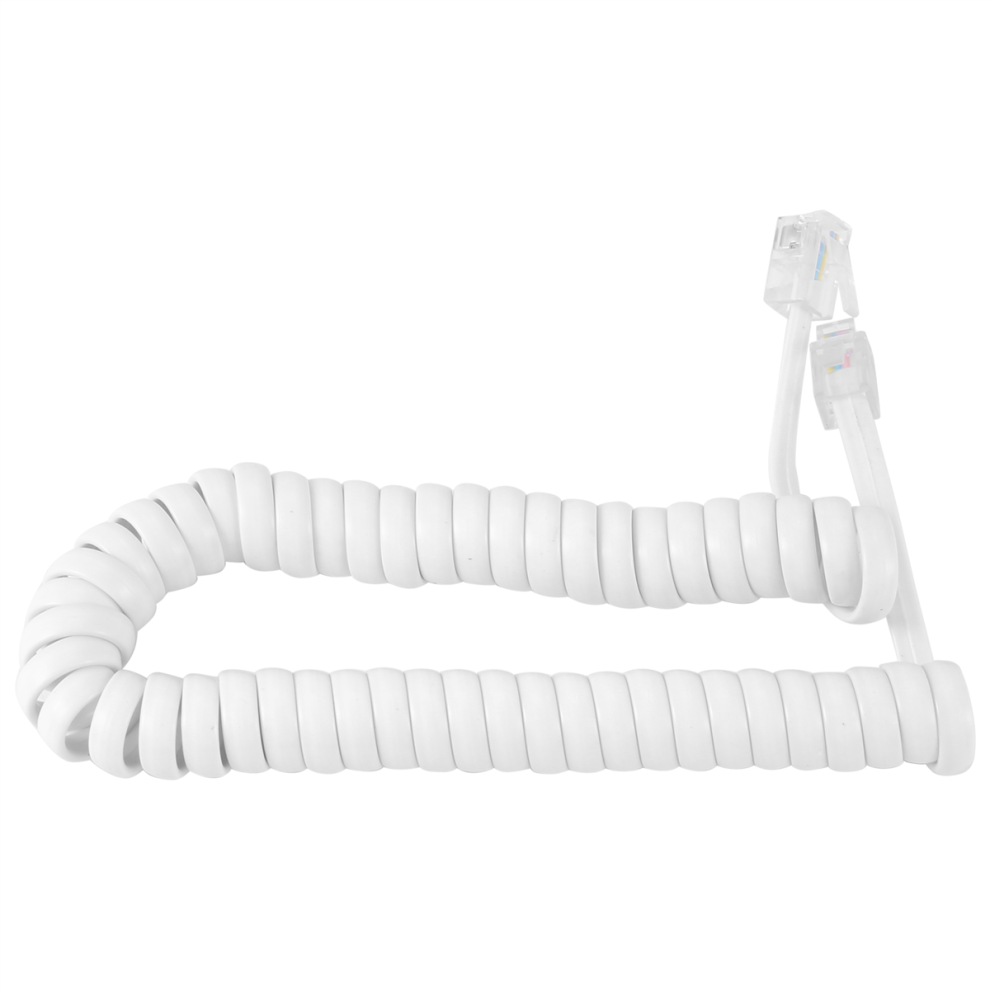1.5M 4.9Ft Stretchy Rj9 4P4c Handset Telephone Coiled Cable Cord White 4854041984197
