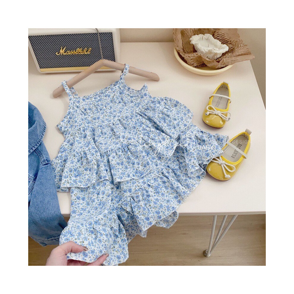 (Floral Dress,130cm/51.18in)Ensemble élégant veste en jean fille robe fleurie pour tenue tendance printemps enfant