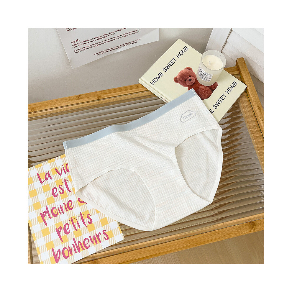 (White,XXL)Pantalon nuage élégant coloré grande taille 8206 coton taille moyenne sous vêtement avec design respectueux de la peau