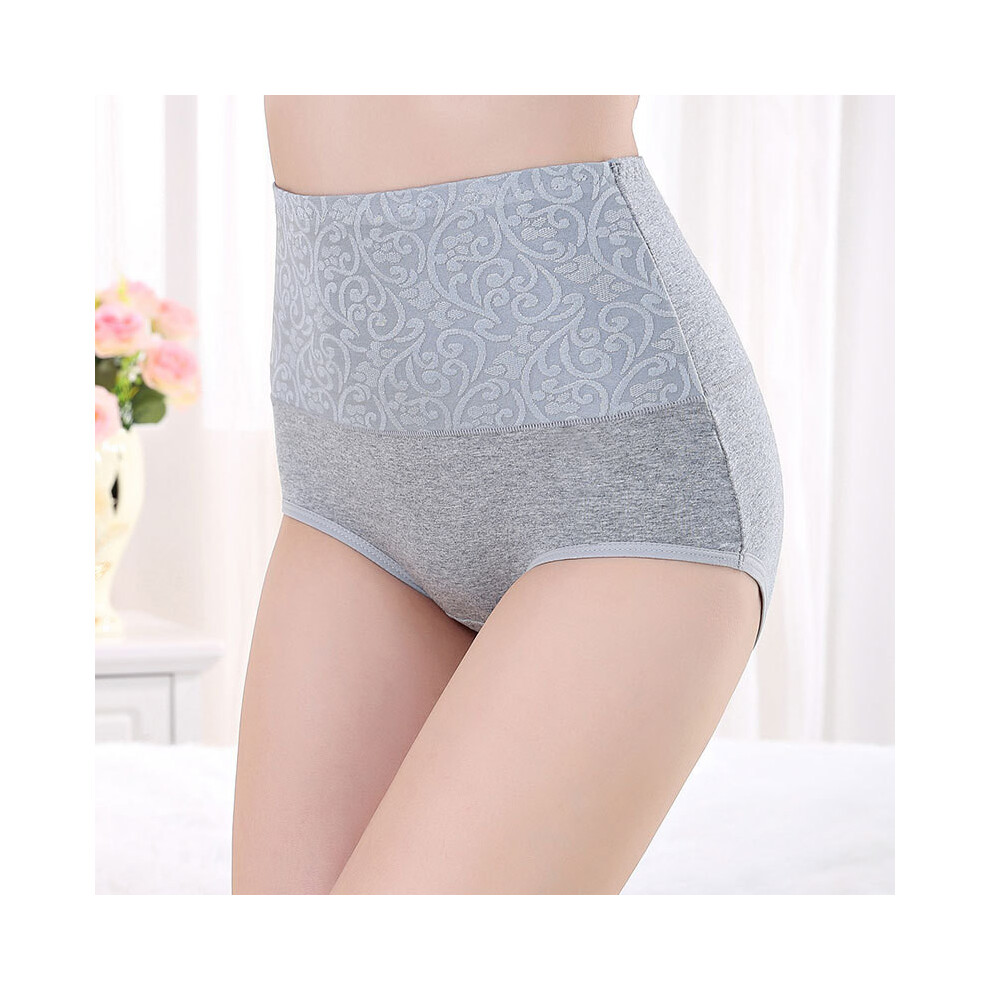 (Floral Gray,XXL)Slip chic en coton taille haute pour femme en grandes tailles doux respirant et élégant motifs floraux