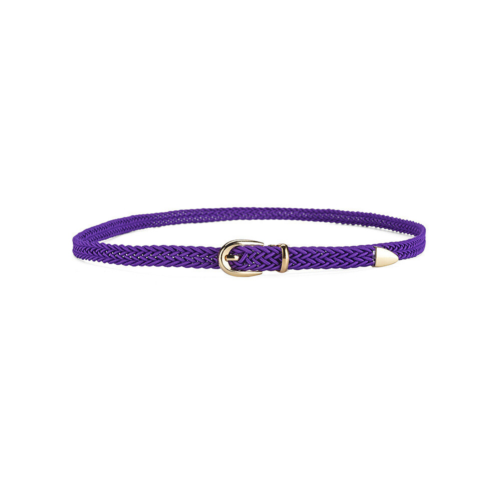 (Purple)Ceinture femme élégante fine tissée avec boucle dorée décorative pour robe élégante et tenue chemise