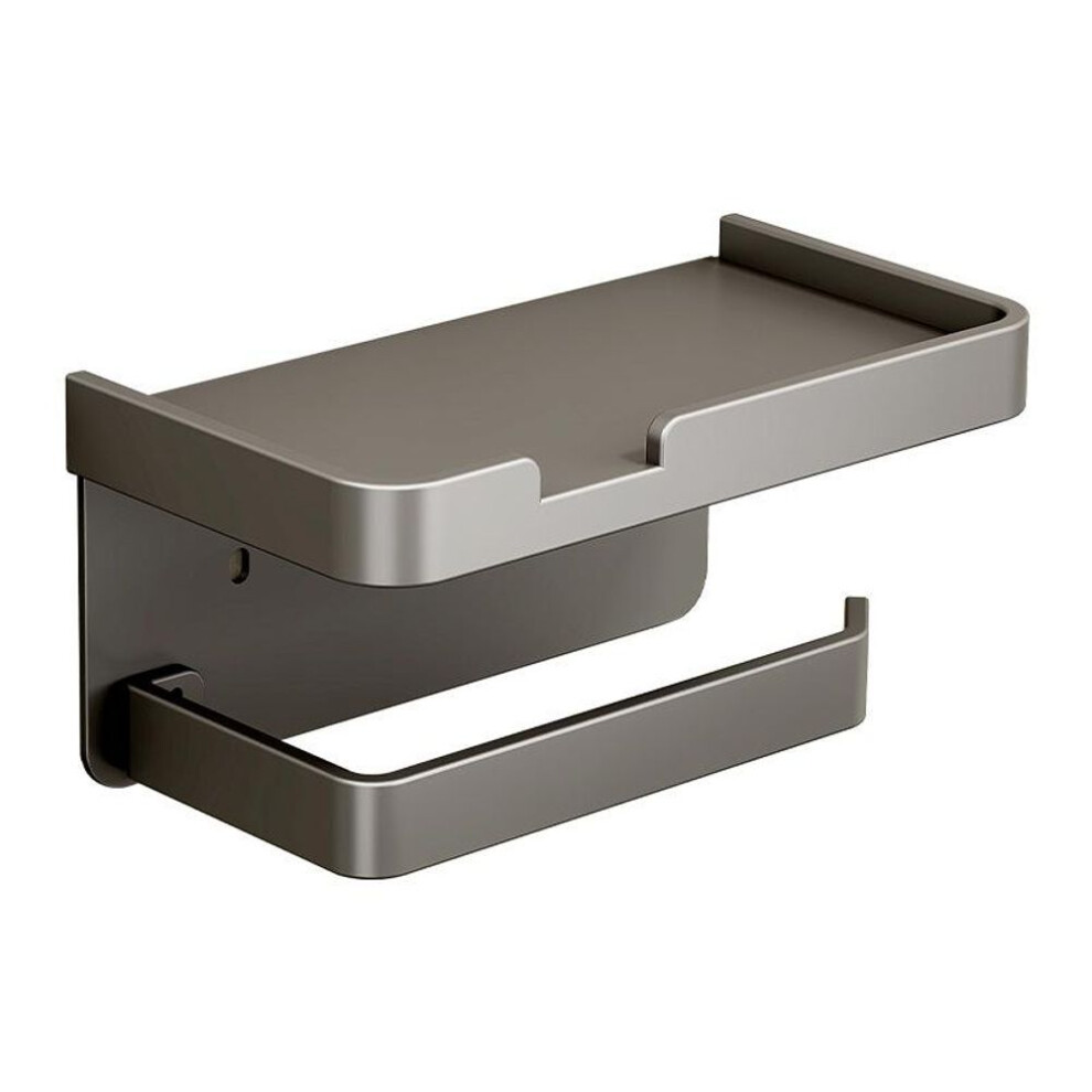 (black) Toilet Paper Holder Bathroom Wall Mount Wc Paper Phone Holder Shelf Towel Roll Shelf Accessories