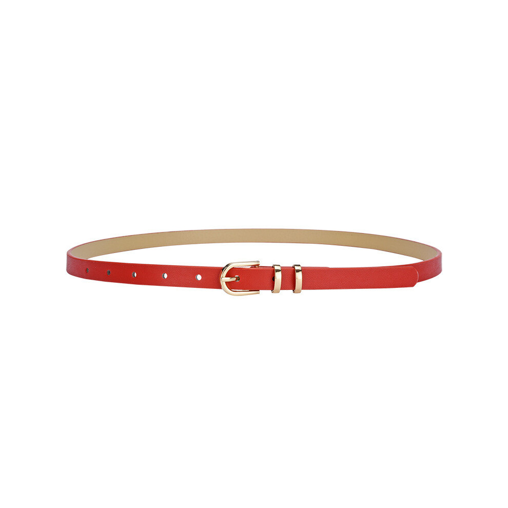 (Red)Robe d'été vibrante pour femme avec une élégante ceinture fine décorative de différentes couleurs