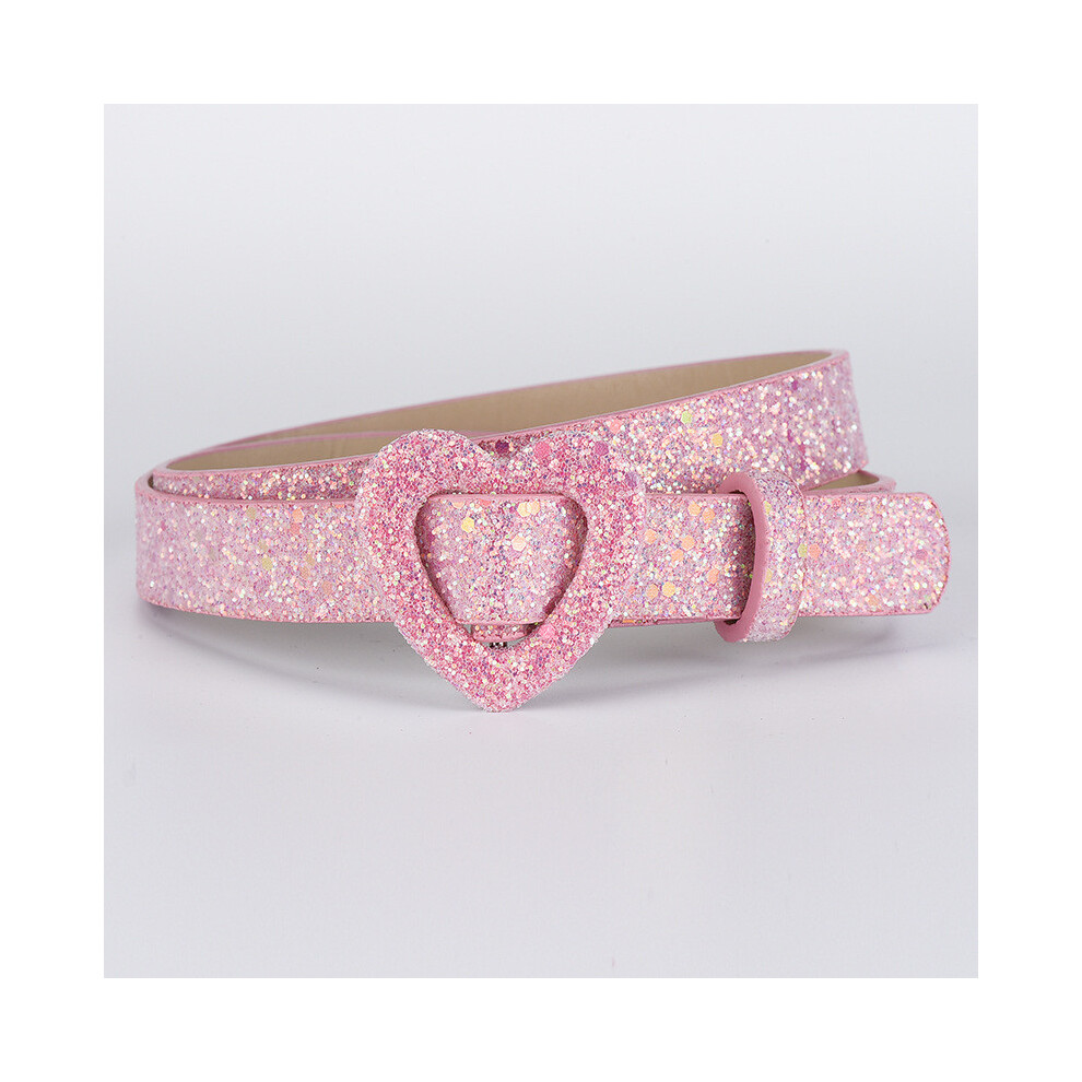 (Pink Sequin)Ceinture fantaisie Shein Temu enfants Pu décorative avec broches colorées boucles styles