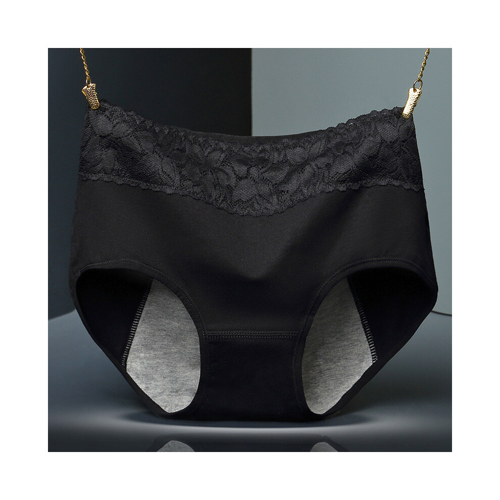 (Black,XXL)Culotte élégante en coton pour femme d'époque avec bordure en dentelle douce et excellentes caractéristiques étanches