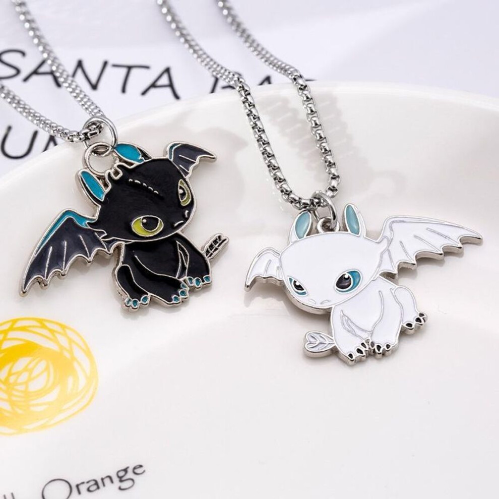 (black) Dragon Pendant Necklace For Women Men Vintage Fashion Cross Chain Jewelry Anime Accessories Cartoon Male Collar Goth Couple