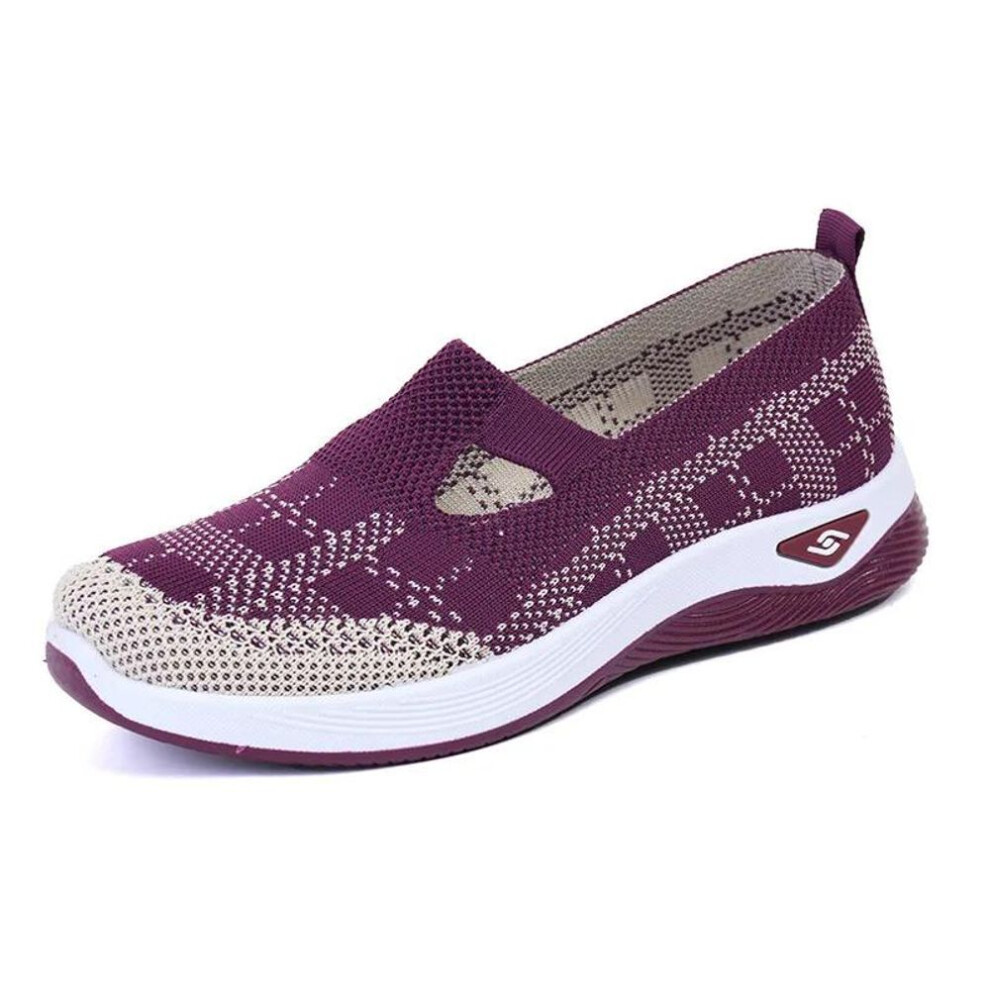(purple, 40) Women's New Summer Shoes Mesh Breathable Sneakers Light Slip On Flat Platform Casual Shoes Ladies Anti-slip Walking Woven Shoes