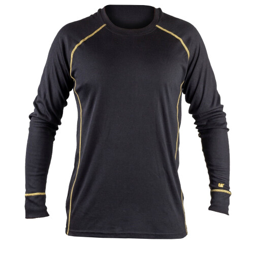 CAT (Black, L) Caterpillar Thermo Polyester Men's Black Base Layer Shirt