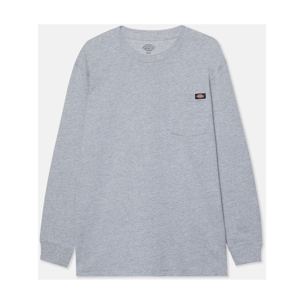 Dickies (Not Specified, Xxl) Pocket Long Sleeve Cotton Men's Grey T-Shirt