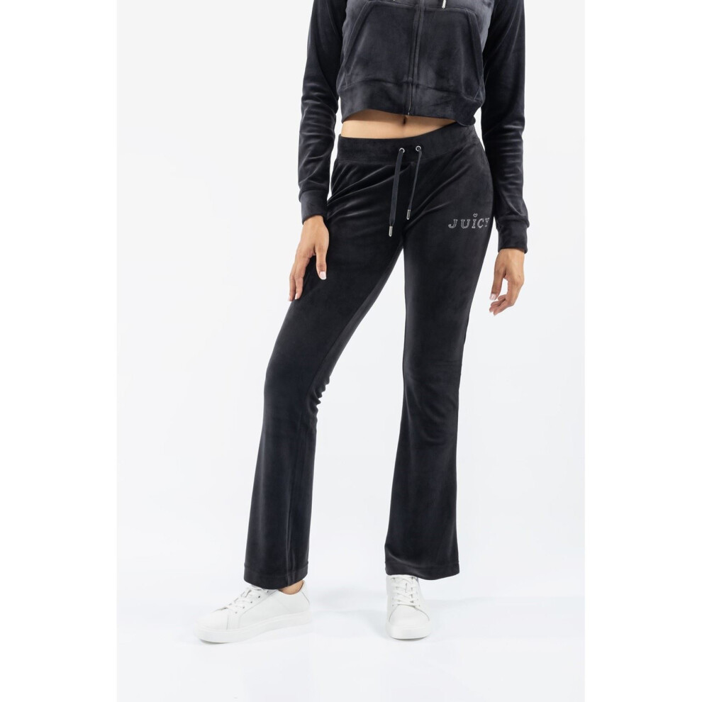(Black, S) Juicy Couture Regal Lisa Polyester Women's Black Track Pants