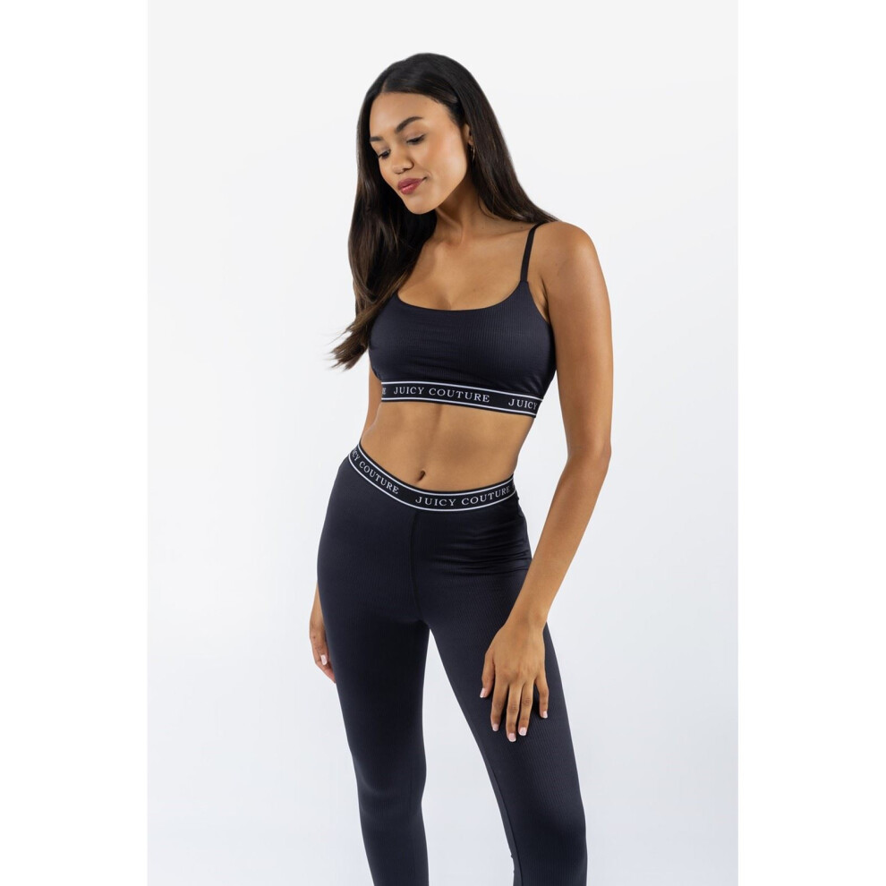 (Black, S) Juicy Couture Bowie Nylon Women's Black Sports Bra