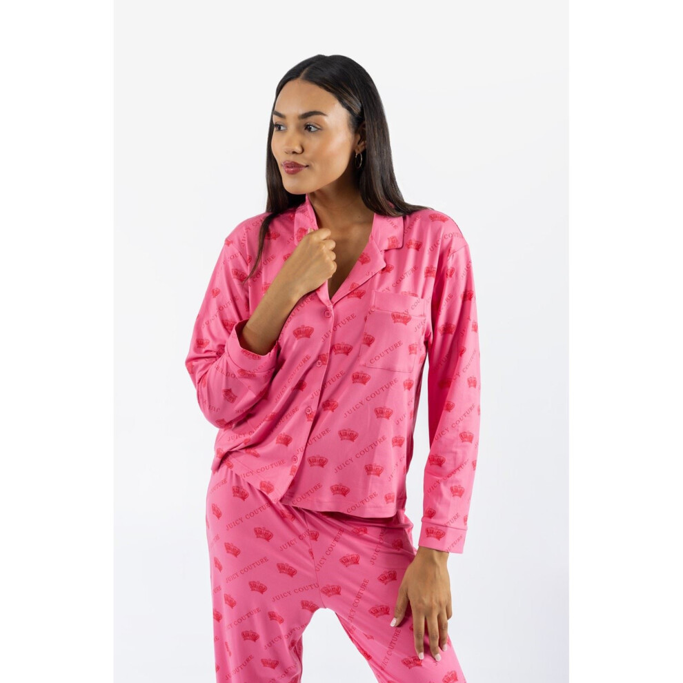 (Pink, XL) Juicy Couture Estelle & Nolan Polyester Women's Pink Loungewear Set