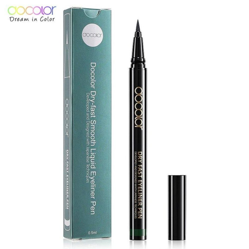 (green, 1 Pcs) Docolor 2 pcs Double-Headed Black Liquid Eyeliner Pencil Triangle Seal Eyeliner 2 in 1 Waterproof Stamp Eye Liner Pen Eye Makeup
