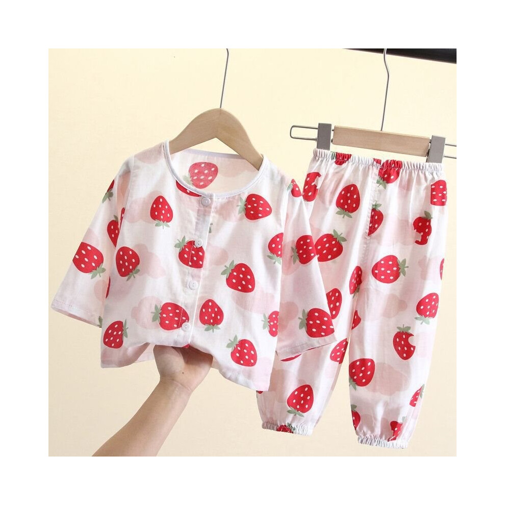 (Strawberry Pants,130cm/51.18in)Ensemble pyjama coton tendance garçon été manches longues pyjama doux confortable et