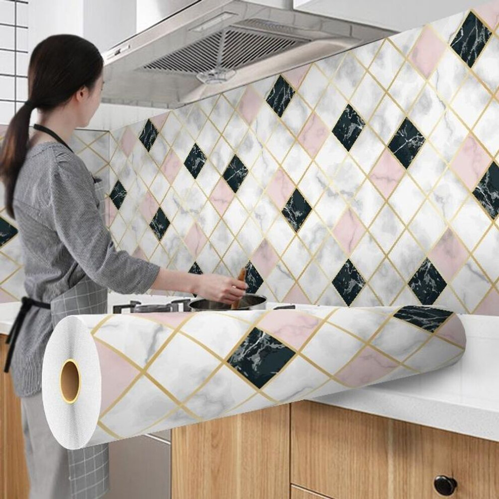 (as the picture, 60x300cm) Spark Kitchen Oil-proof Sticker Waterproof Self-adhesive High Temperature Resistant Wallpaper Cabinet Hood Fireproof Wall Sticker