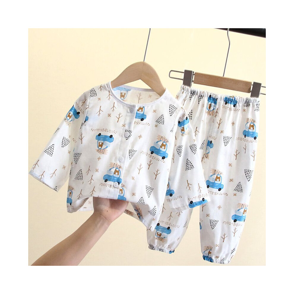 (Car Cotton Pants,130cm/51.18in)Ensemble pyjama coton tendance garçon été manches longues pyjama doux confortable et
