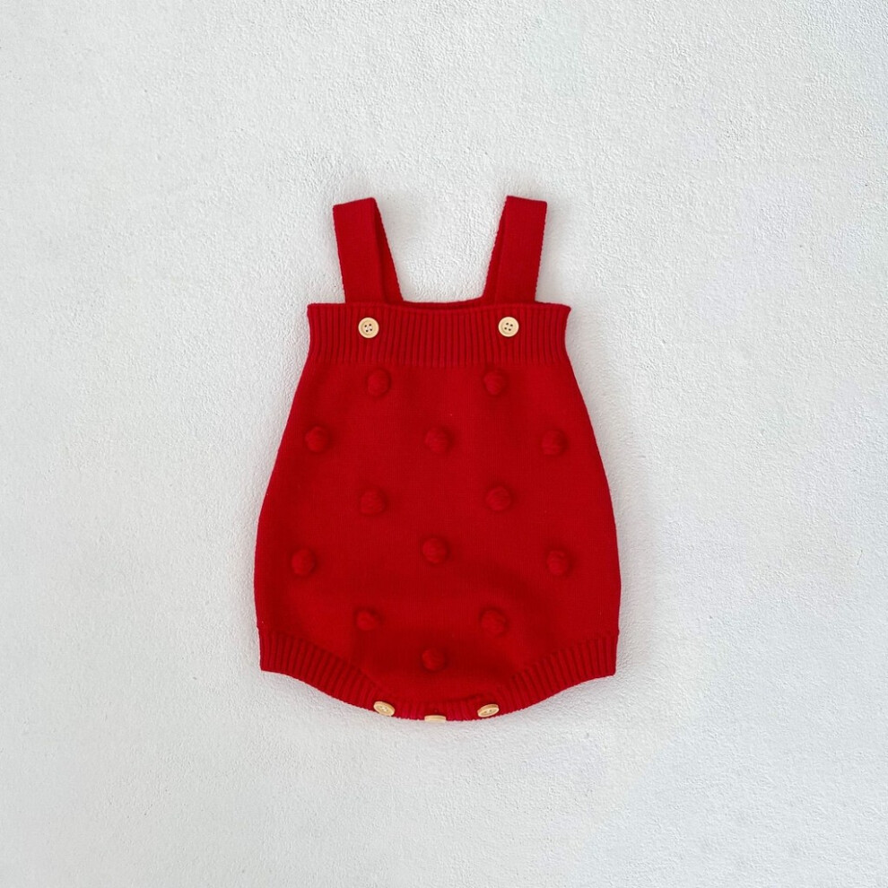 (Red Romper,66cm/25.98in)Ravissante tenue tricotée automne hiver bébé fille avec pantalon cardigan douillet et