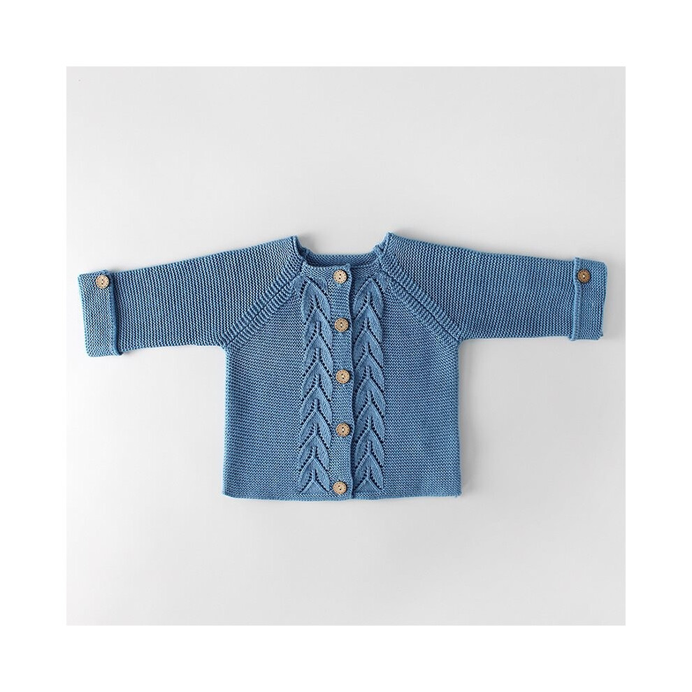 (Dark Blue Jacket,80cm/31.50in)Coffret cadeau bébé trois pièces tendance comprenant cardigan motif feuilles et barboteuse tricotée douce pour