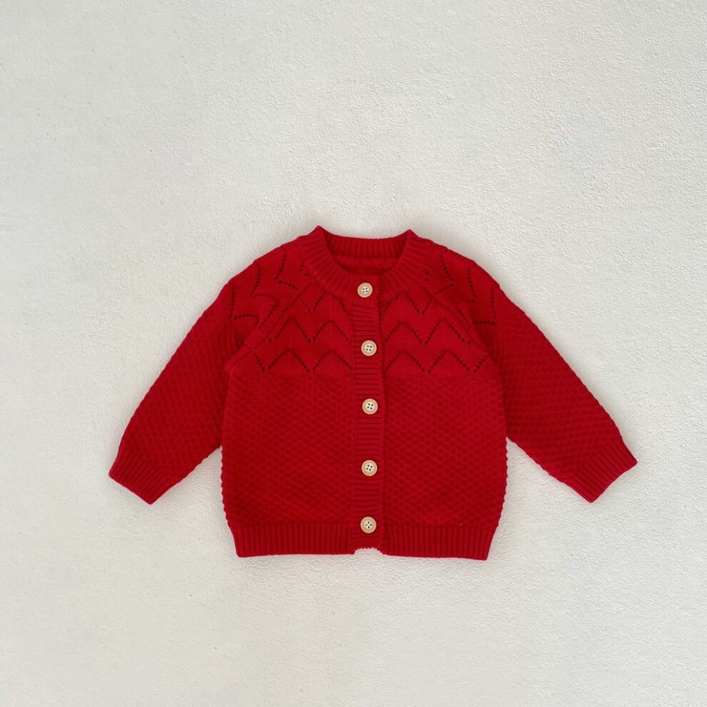 (Jacket,80cm/31.50in)Ensemble de vêtements tricotés élégant et confortable bébé fille avec veste à l'échelle creuse tendance et barboteuse en