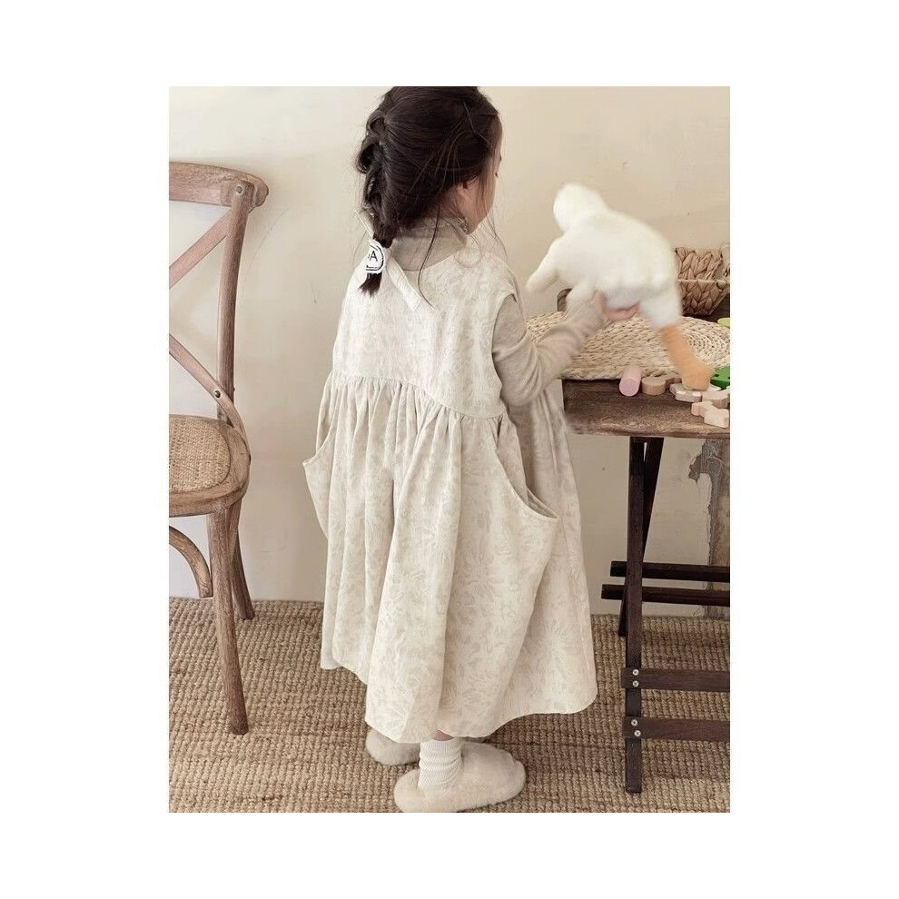 (90cm/35.43in)Ensemble élégant robe sans manches et chemise manches longues coréenne fille fleurie pour mode hiver