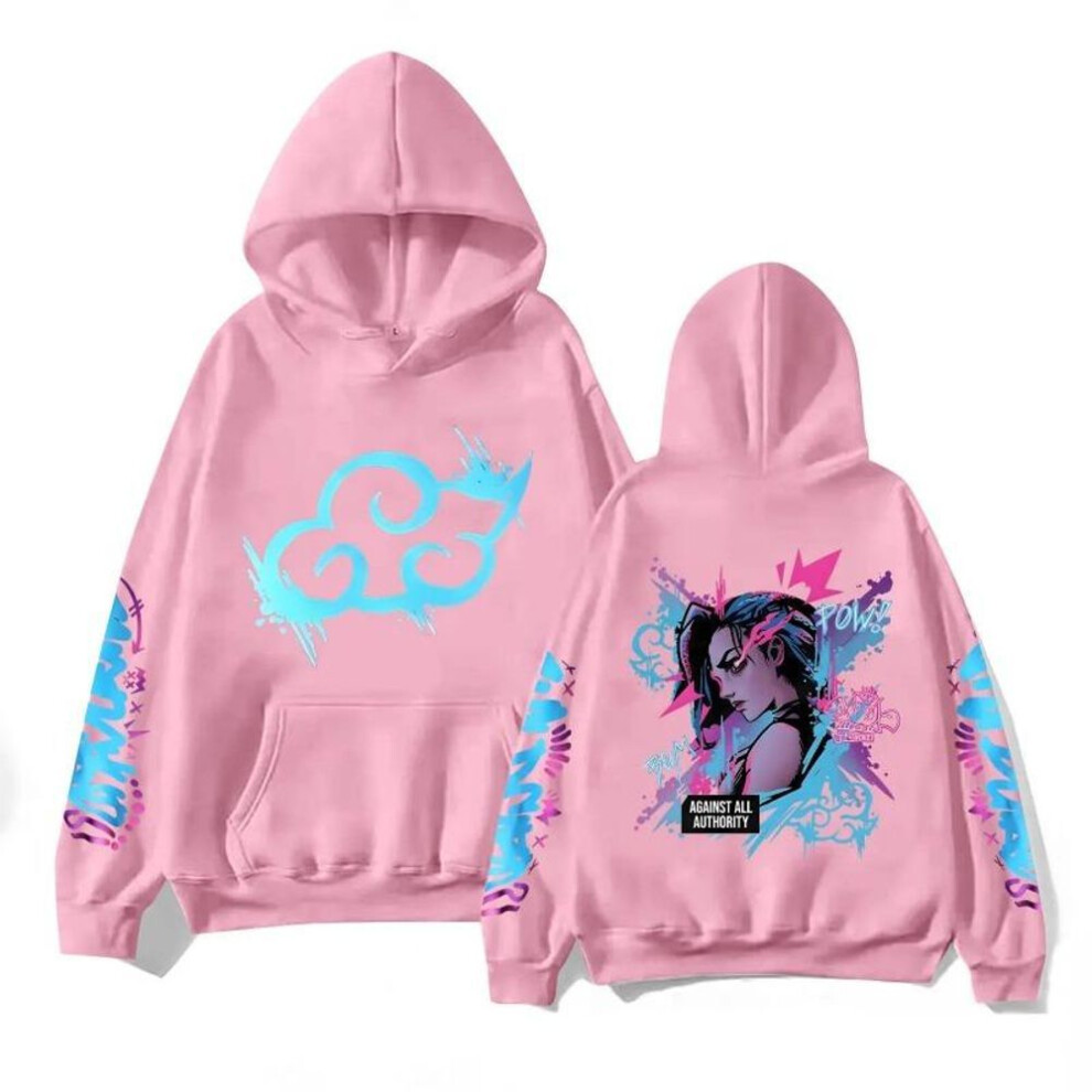 (XXL, pink) Y2k Arcane Jinx Cute Hooded Anime Print Harajuku Kawaii Sweatshirt Long-sleeved Cartoon Fleece Clothes Moletom Fashion Hoodies & Sweatshirts Women