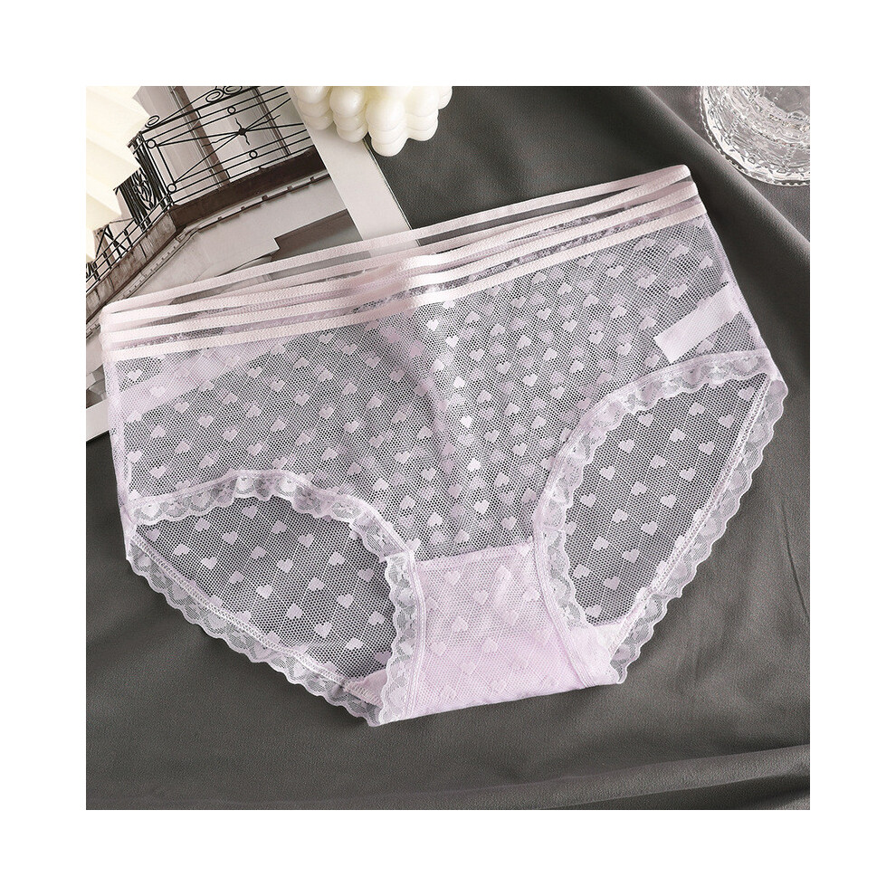 (Purple,M)Sous-vêtement triangle dentelle confortable élégant pour femme en été couleurs et tissu respirant